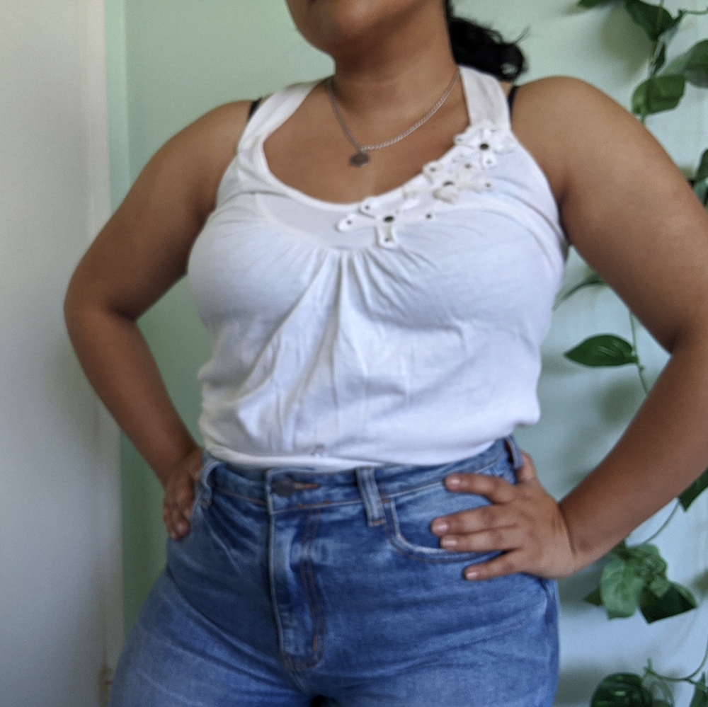 Cute White Spring Racerback Tank Top - Picture 4 of 7